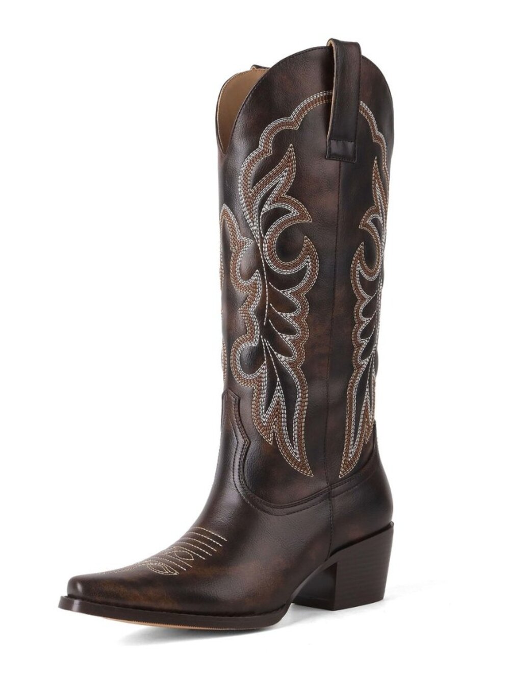 Mid Calf Western Cowgirl Boots for Women 15” Shaft Snip Toe